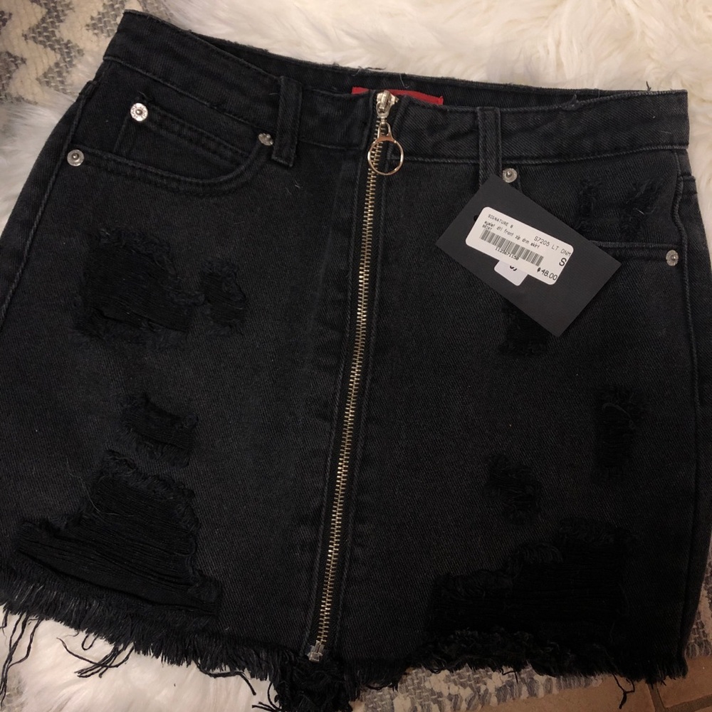 Signature 8 distressed denim skirt